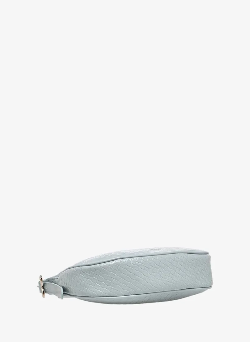 MISSY BLUE Textured Shoulder Bag with Pearl Ribbon Bag Charm for Women | Best Price UAE