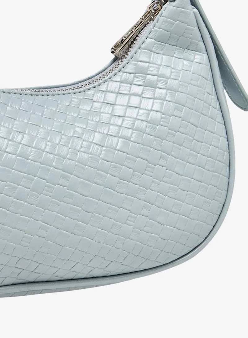 MISSY BLUE Textured Shoulder Bag with Pearl Ribbon Bag Charm for Women | Best Price UAE