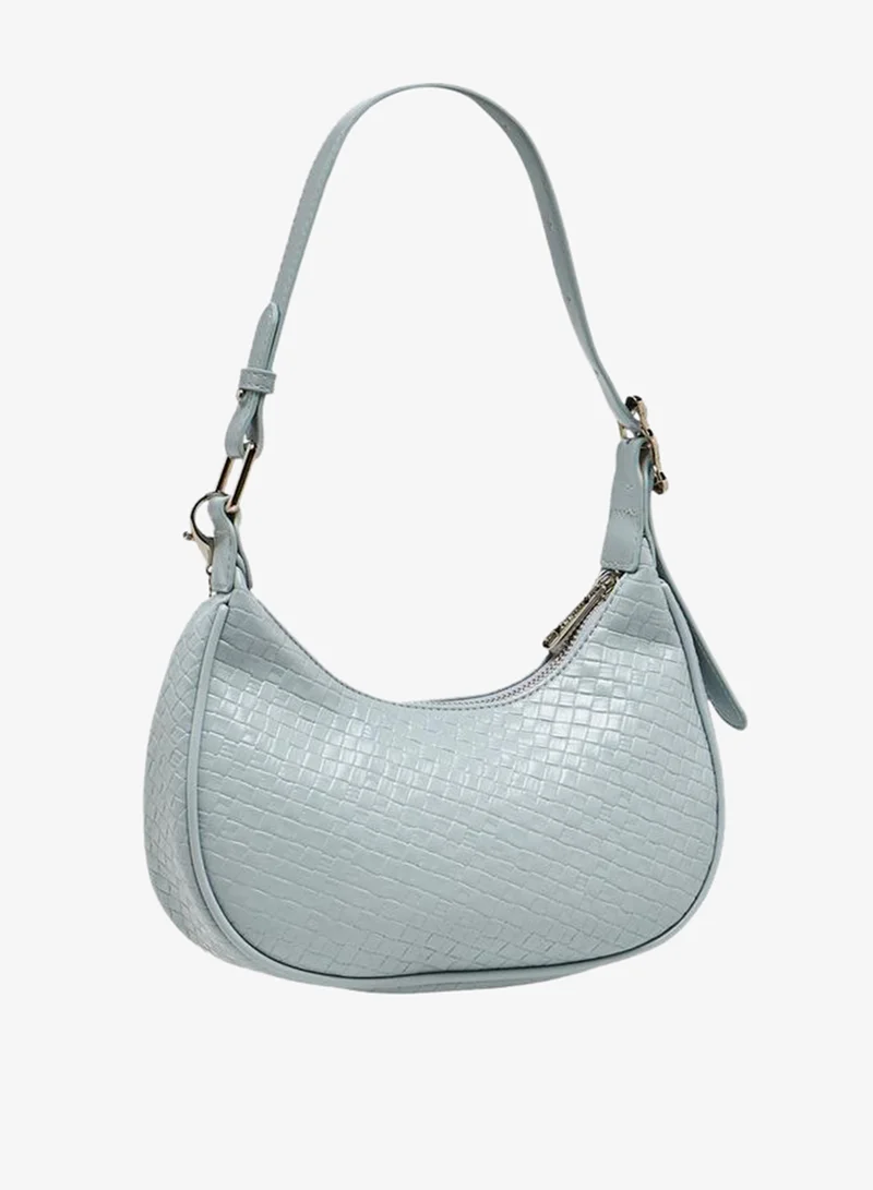 MISSY BLUE Textured Shoulder Bag with Pearl Ribbon Bag Charm for Women | Best Price UAE