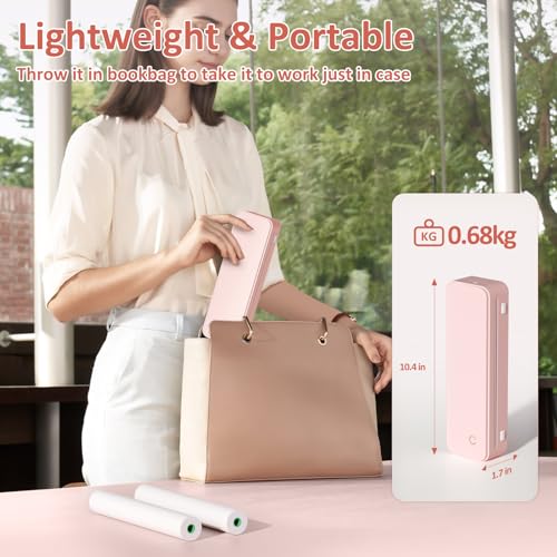 Gloryang Inkless Portable Printer for Travel Wireless Thermal Printer Supports 85 x 11 Inch US Letter Size Bluetooth Machine Includes Carry Case and 3 Rolls of Thermal Paper Kit Pink - Image 3