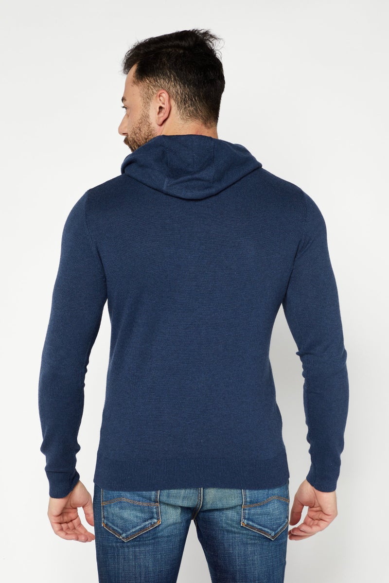 Sorbino سويت شيرت رجالي بقلنسوة وأكمام طويلة مع حبل شد، أزرق داكن - Image 2