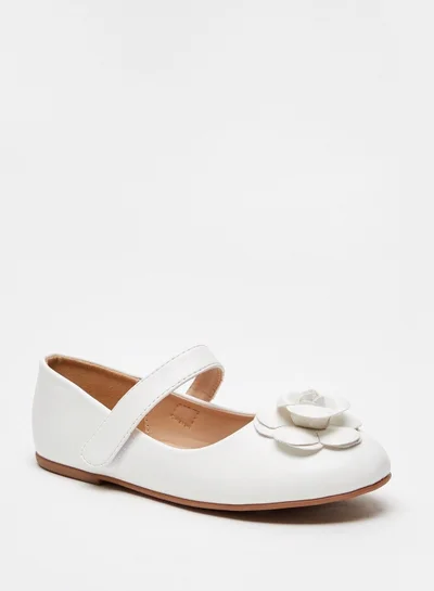 shoexpress Floral Accented Ballerina Shoes with Hook and Loop Closure