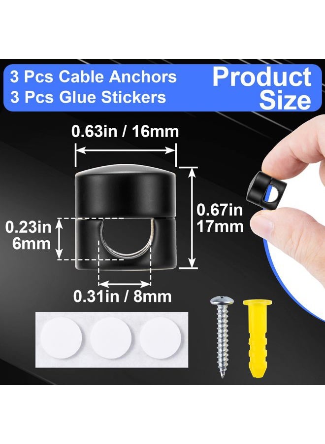 SmallCat 3 Sets Charger Holders for Cords, Matte Black Color Adjustable Cable Anchor Holders, Adhesive Metal Cord Clips, Cable Management Wire Organizers for Desk, Office, Nightstand - Image 2