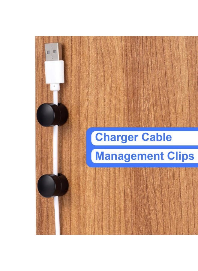 SmallCat 3 Sets Charger Holders for Cords, Matte Black Color Adjustable Cable Anchor Holders, Adhesive Metal Cord Clips, Cable Management Wire Organizers for Desk, Office, Nightstand - Image 4
