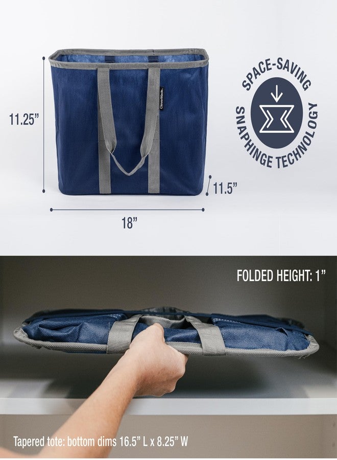CleverMade Pack of 3, EcoBasket Reusable Grocery Tote-30L-Pack of 3-Blue Grey-Collapsible Storage Shopping Organizer-Heavy Duty Utility Bag Home - Image 2