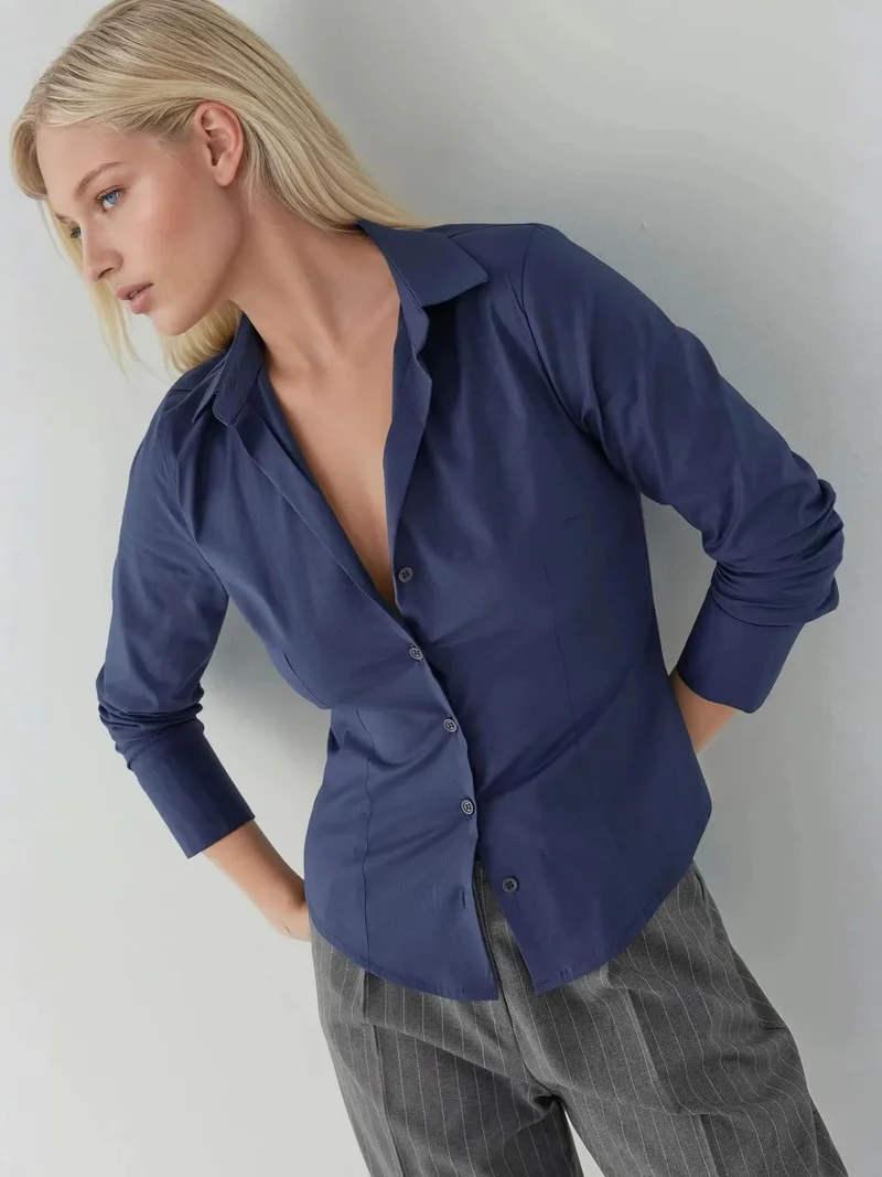 HICCUP Elegant Long Sleeve Button-Up Shirt