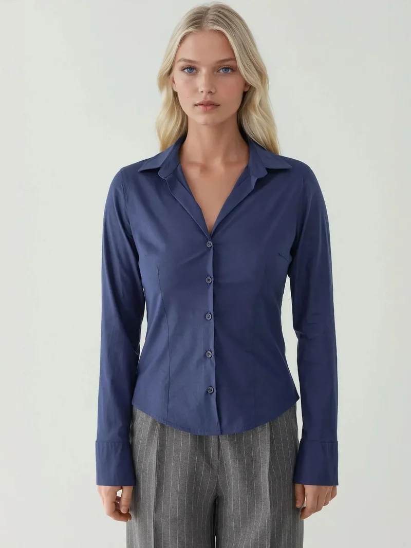 HICCUP Elegant Long Sleeve Button-Up Shirt