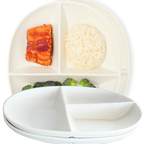 Uba Portion Control Plate PORCELAIN for Adults for Healthy Diet 4 Pack