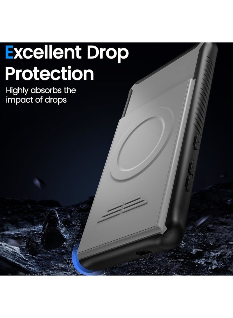 SOLARAE حافظة لهاتف سامسونج جالاكسي S24Ultra، تدعم ماغسيف والشحن اللاسلكي، حافظة لهاتف سامسونج جالاكسي S24Ultra، امتصاص مغناطيسي ونافذة منزلقة لحماية عدسة S24Ultra (رمادي) - Image 5