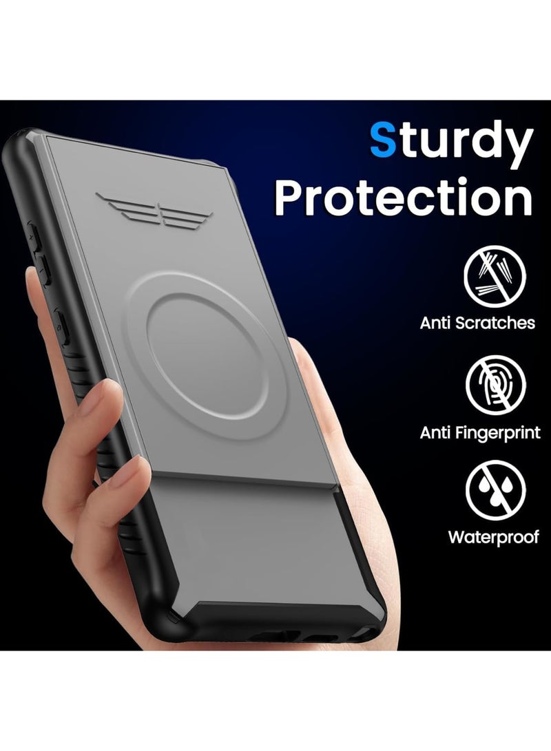 SOLARAE حافظة لهاتف سامسونج جالاكسي S24Ultra، تدعم ماغسيف والشحن اللاسلكي، حافظة لهاتف سامسونج جالاكسي S24Ultra، امتصاص مغناطيسي ونافذة منزلقة لحماية عدسة S24Ultra (رمادي) - Image 3