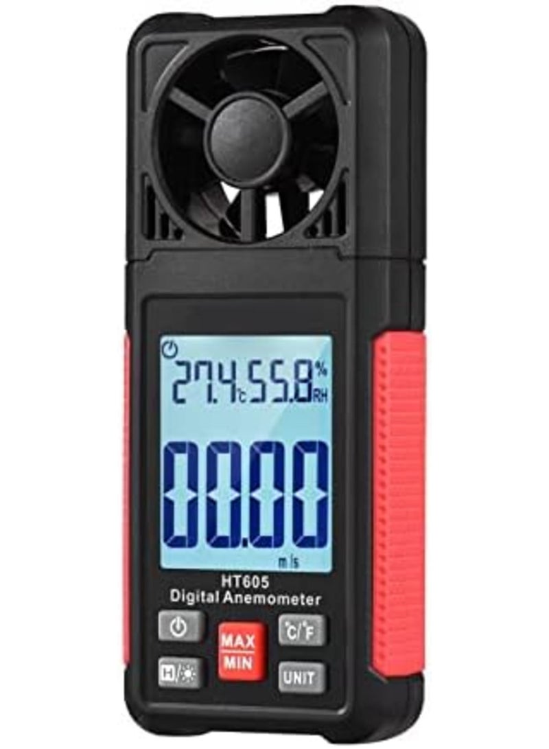 Luckam Handheld Anemometer, Digital Wind Gauges Wind Speed Meter Measures Wind Speed, Temperature, Humidity with Large Backlit LCD Display, MAX/MIN, Data Hold for Shooting Windsurfing Fishing Hunting HT605 - Image 1