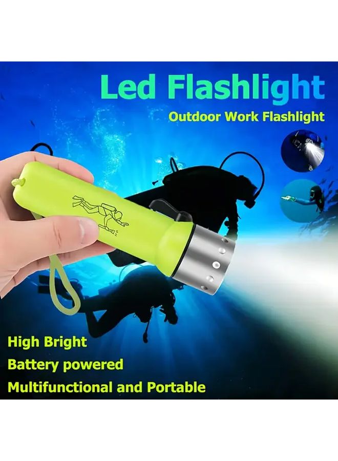 Underwater Swimming Diving Flashlight Handled LED Torch With Professional Magnetic Rotary Switch For Outdoor Scuba Diving Deep Sea Activities Spearfishing Fishing Snorkeling Emergency Camping Climbing Labor Day Father Day Gift Yellow No Battery - Image 1