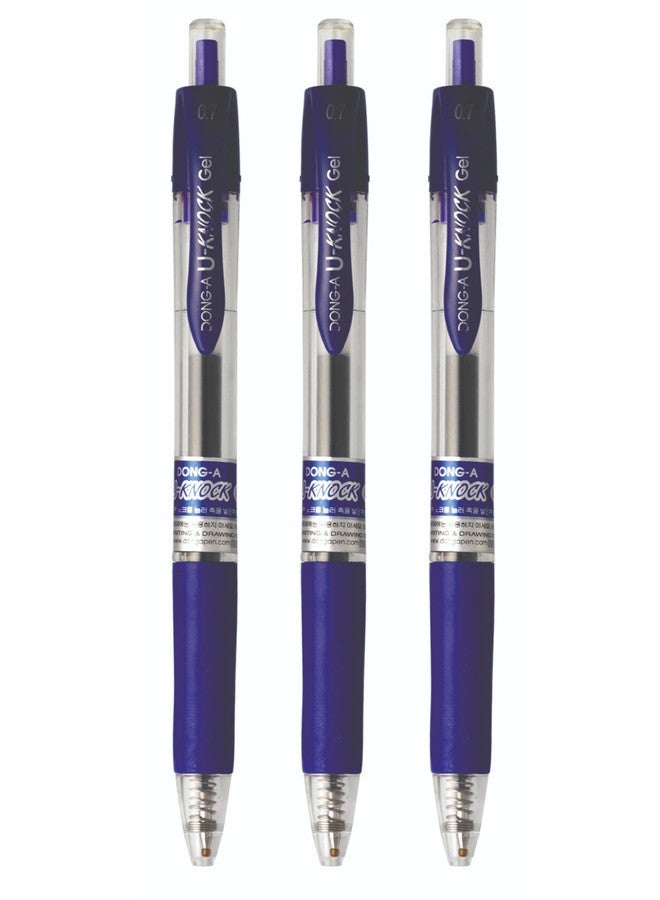 Dong-A UKnock Retractable Gel Pen (Pack of 3) (Blue) - Image 1