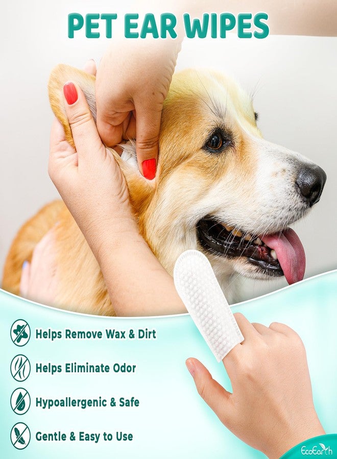 EcoEarth Premium Dog Ear Cleaner Wipes - 50 Pcs - Pet Ear Cleaning Finger Wipes - Pearl-Embossed Texture for Itchy Ear Relief & Infection Protection - Disposable Wipes for Wax & Dirt Removal - Image 2