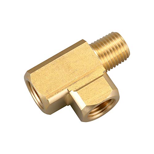 Litorange 2 PCS Metals Brass Pipe Fitting Barstock Male Branch Tee T Adapter 3/8" NPT Female x 3/8" NPT Male x 3/8" NPT Female (Pack of 2) - Image 2