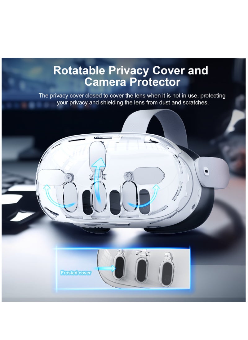 Generic - 2-in-1 Meta Quest 3 VR Headset Protection Cover PC Protective Shell Anti-Drop Anti-Scratch Front Case Protective Cover Transparent VR Headset Accessories - Image 1