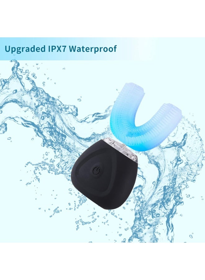 Automatic Toothbrush, U-Shaped Ultrasonic 360° Whole Mouth Toothbrush with Whitening Blue Light, IPX7 Waterproof, Black, 3 Modes, USB Rechargeable, Adult - Image 5