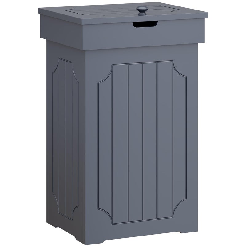 Function Home Trash Can Cabinet, 13 Gallon Kitchen Garbage Can, Wooden Recycling Trash Bin, Freestanding Dog Proof Trash Can, Farmhouse Trash Cabinet with Lid for Home Kitchen Bedroom, Grey - Image 1