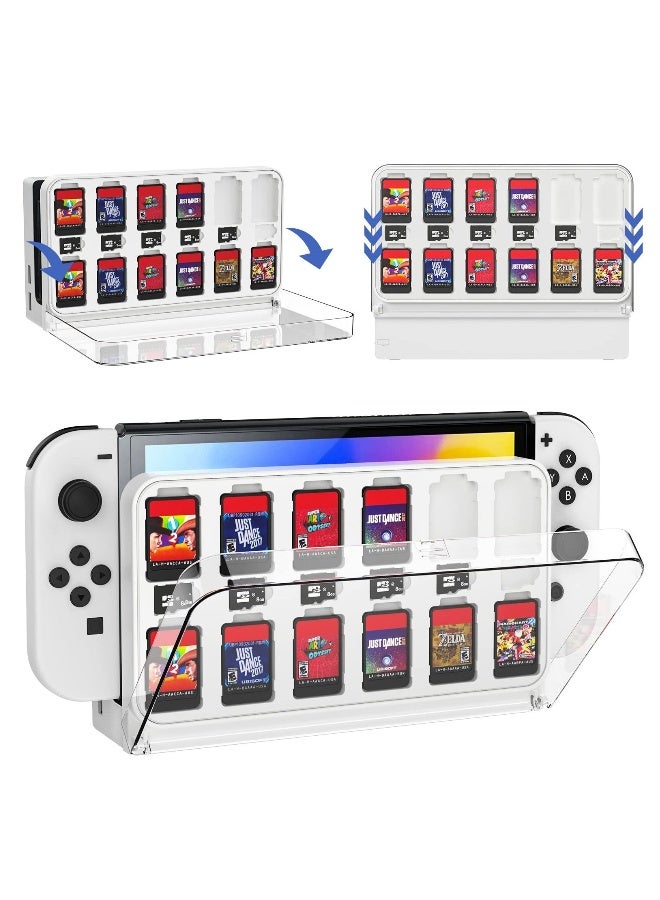 Game Card Case Base Compatible for Nintendo Switch OLED, Clear Game Card Storage Case Mount for Nintendo Switch OLED With 12 Game Card Slots and 6 Micro SD Card Slots - Image 1