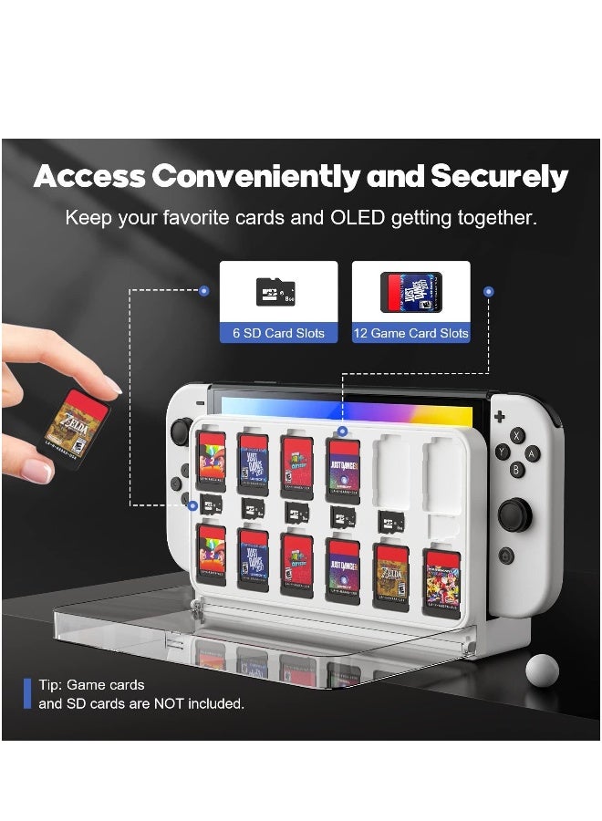 Game Card Case Base Compatible for Nintendo Switch OLED, Clear Game Card Storage Case Mount for Nintendo Switch OLED With 12 Game Card Slots and 6 Micro SD Card Slots - Image 3