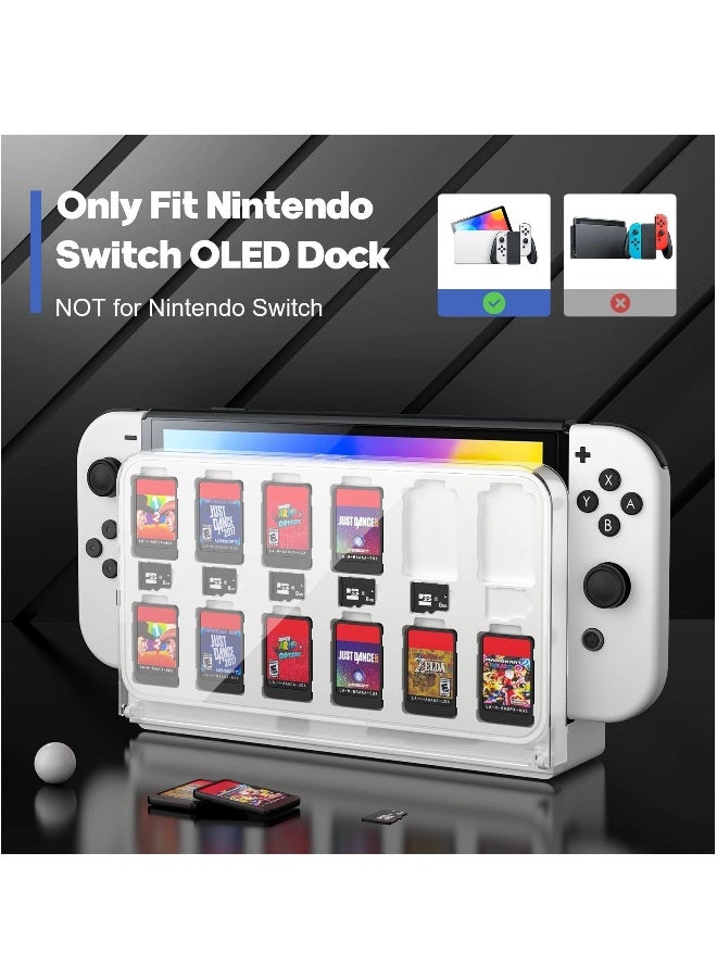 Game Card Case Base Compatible for Nintendo Switch OLED, Clear Game Card Storage Case Mount for Nintendo Switch OLED With 12 Game Card Slots and 6 Micro SD Card Slots - Image 4