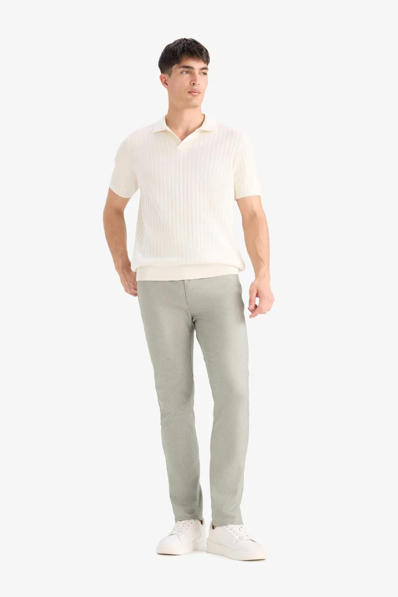 Defacto  Slim Fit Pocketed Skinny Leg Summer Chino Pants for Men | Best Price UAE