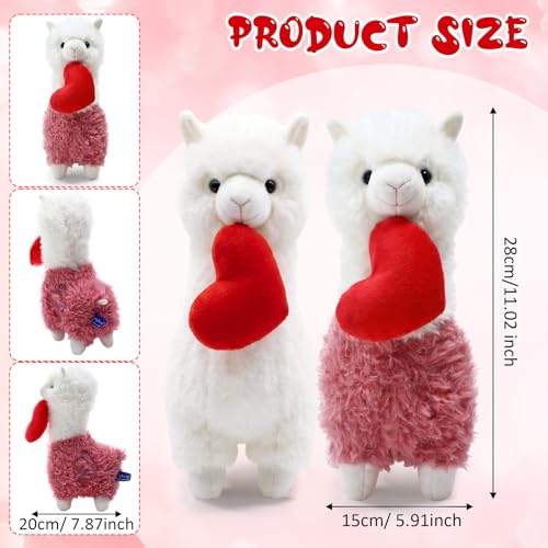 Motionchic 4 Pcs Valentines Day Love Stuffed Plush Gift Cute Alpaca Stuffed Plush Animal Love Toys with Holding Heart Sweet Romantic Valentines Hugging Gift for Couples Wife Husband - Image 5