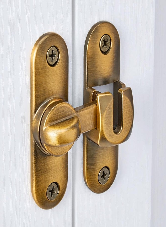 INIRET 2 Packs Brass Barn Door Latches,90/180 Degree Gate Lock,Flip Gate Latches Hardware,Zinc Alloy Right Angle Door Lock Latch,Door Security Sliding Door Latch Lock for Cabinets,Bathroom - Image 3