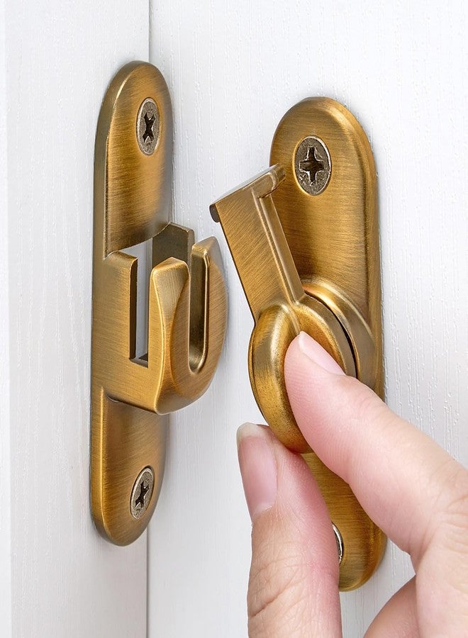 INIRET 2 Packs Brass Barn Door Latches,90/180 Degree Gate Lock,Flip Gate Latches Hardware,Zinc Alloy Right Angle Door Lock Latch,Door Security Sliding Door Latch Lock for Cabinets,Bathroom - Image 1