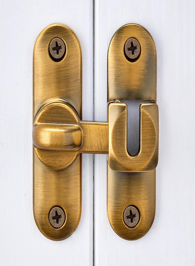 INIRET 2 Packs Brass Barn Door Latches,90/180 Degree Gate Lock,Flip Gate Latches Hardware,Zinc Alloy Right Angle Door Lock Latch,Door Security Sliding Door Latch Lock for Cabinets,Bathroom - Image 5