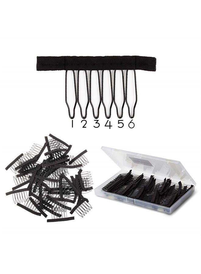 ZQIAN BEAUTY Wig Combs 60 Pcs Black Big Stainless Steel Wig Combs for Making Wigs Metal Wig Clips for Wig Caps Diy - Image 1
