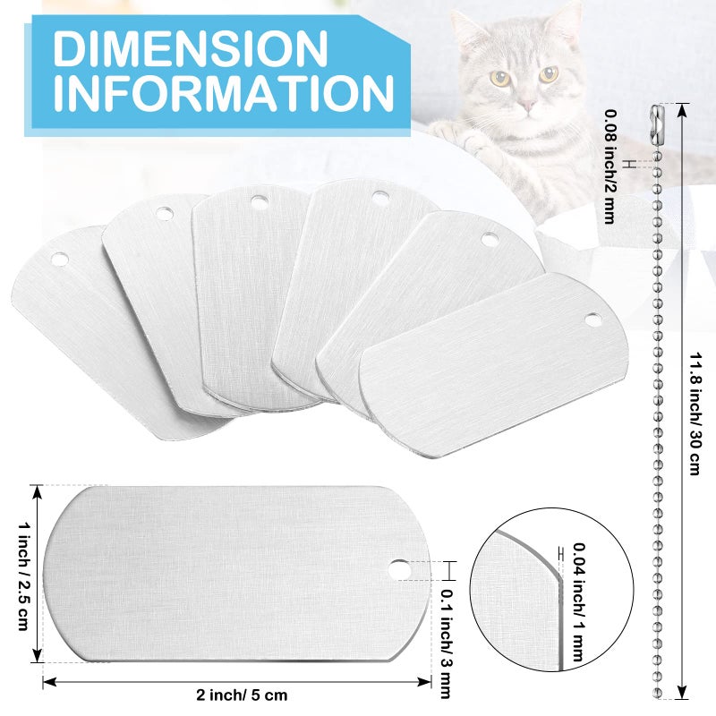 WILLBOND 30 Pieces Military Army Dog Tags Metal Blanks Tags Stamping Sublimation 2 x 1 Inch with Hole 11.8 Inch Chain for Stamping Engraving DIY Craft Army Themed Birthday Parties - Image 3