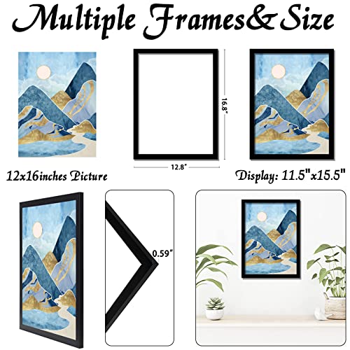 keibiubu Black Picture Frame, 12x16 Picture Frame for Photo Poster Canvas Certificate Document Display Horizontally or Vertically High Transparent Wall Gallery(Size 12 x 16 inches) - Image 3