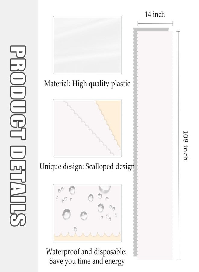 MUNILAIL 12 Pcs White Scalloped Table Runner 14 x 108 Plastic Table Runner for Birthday Wedding Baby Shower Party Holiday Table Centerpiece Decorations Disposable Table Runner - Image 2