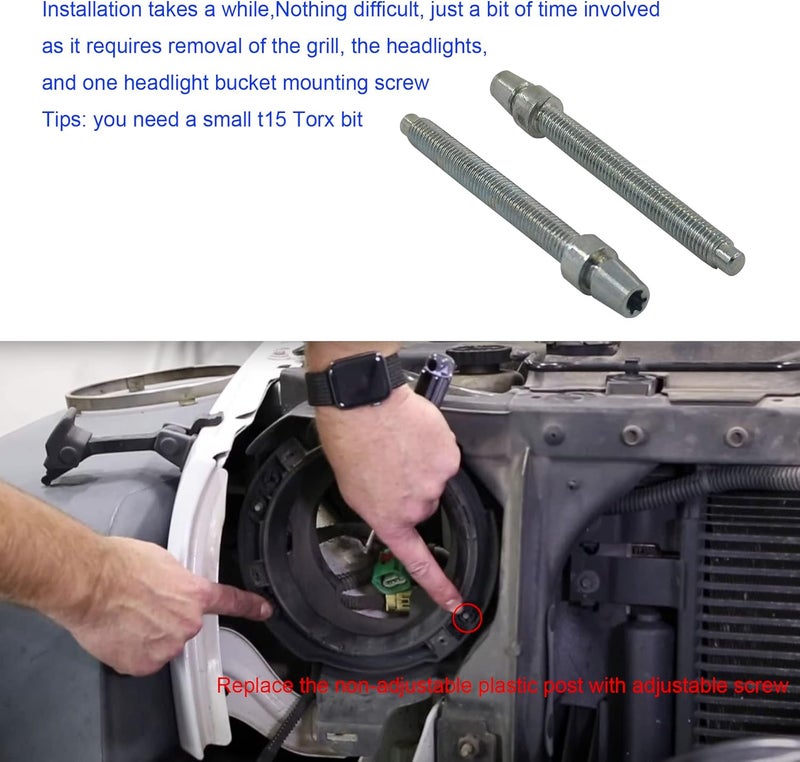 Sheisor Headlight Adjustment Screws for Jeep Wrangler - Image 4