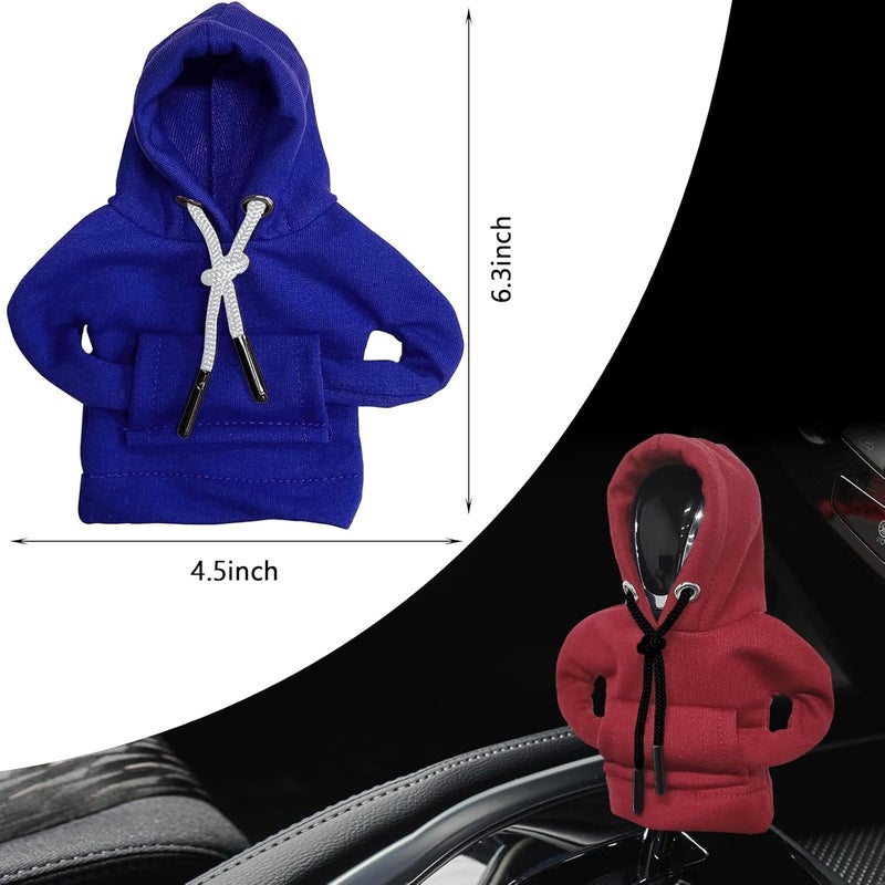 vvag Gear Shift Hoodie, Hoodie Car Gear Shift Cover, Car Shift Knob Hoodie, Automotive Interior Accessories, Universal Fit Knob Cover Gift (Red+Blue) - Image 2