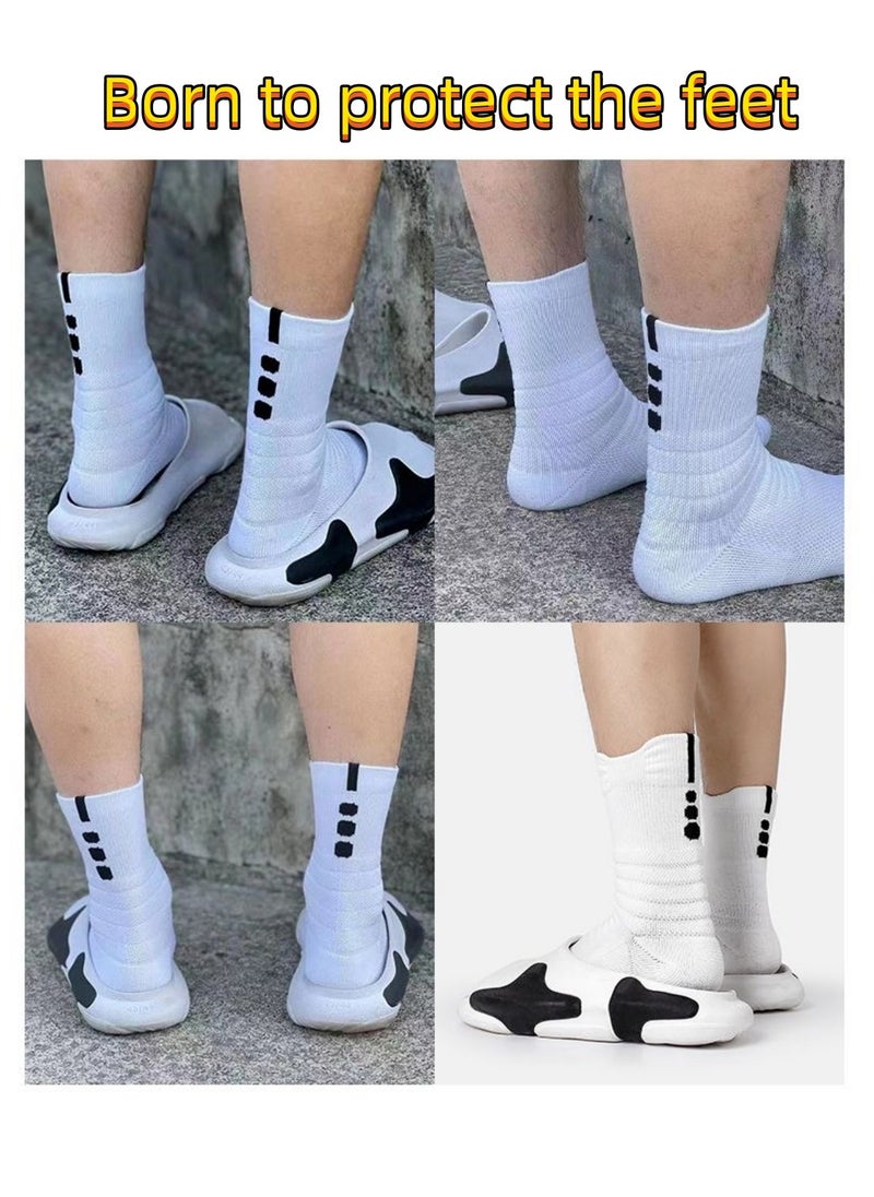 NOVOLAN NOVOLAN Basketball Socks Men's Mid-Tube Sports Socks Badminton Running Outdoor Compression Socks Brushed Socks Sweat-Absorbing Non-Slip, Comfortable & Breathable 3D Thickened Sock Heel 3 Pairs  - Image 2
