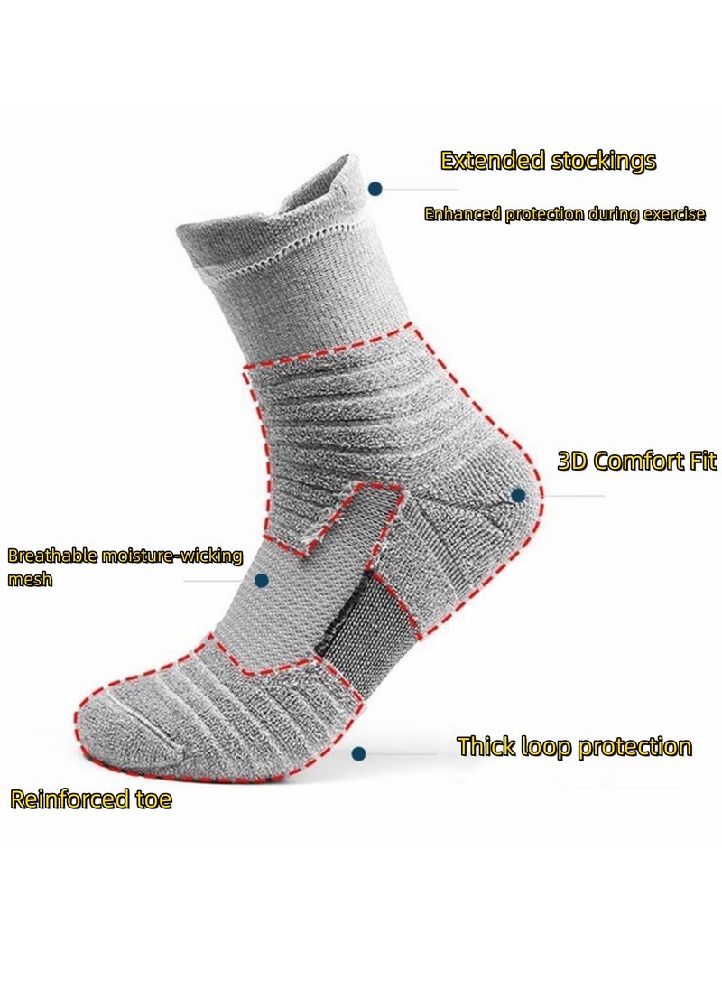NOVOLAN NOVOLAN Basketball Socks Men's Mid-Tube Sports Socks Badminton Running Outdoor Compression Socks Brushed Socks Sweat-Absorbing Non-Slip, Comfortable & Breathable 3D Thickened Sock Heel 3 Pairs  - Image 3