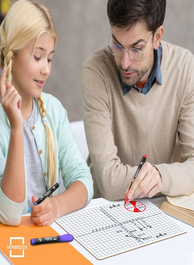 سكريبل دو لوحة رسم بياني قابلة للمسح الجاف من سكريبلدو، مقاس 9 × 12 بوصة، مناسبة للطلاب والفصول الدراسية، لوحة بيضاء مزدوجة الجوانب للرياضيات - Image 4