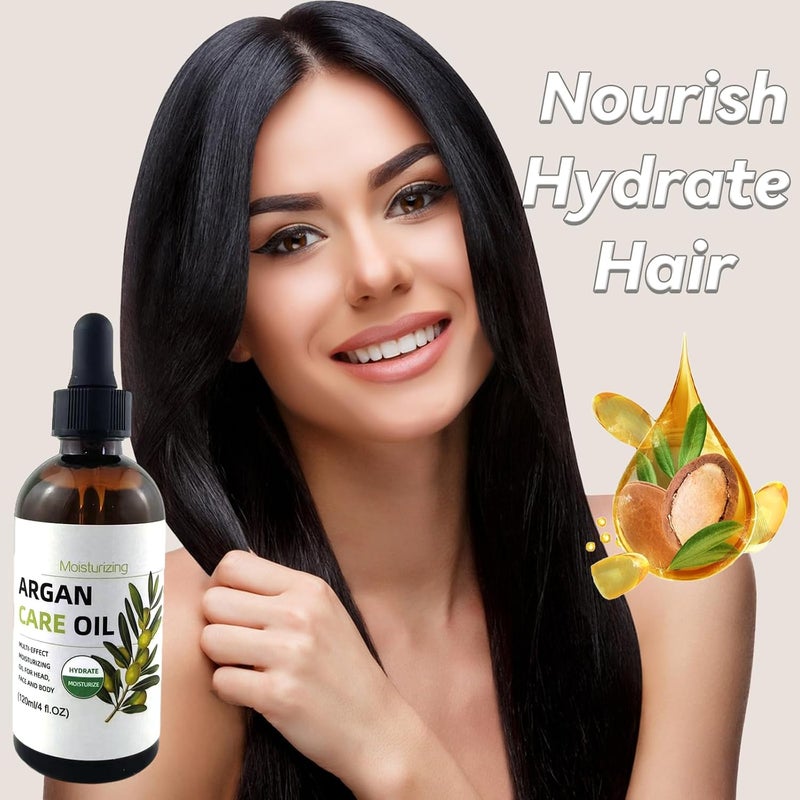 Elitzia Leave In Conditioner Pure Hydrating Argan Oil Hair Styling Oil Hydrating & Repairing Anti Frizz Hair Care for Curly Dry & Damaged Hair Flyaways Face Body Massage Oil Care 120ML - Image 2