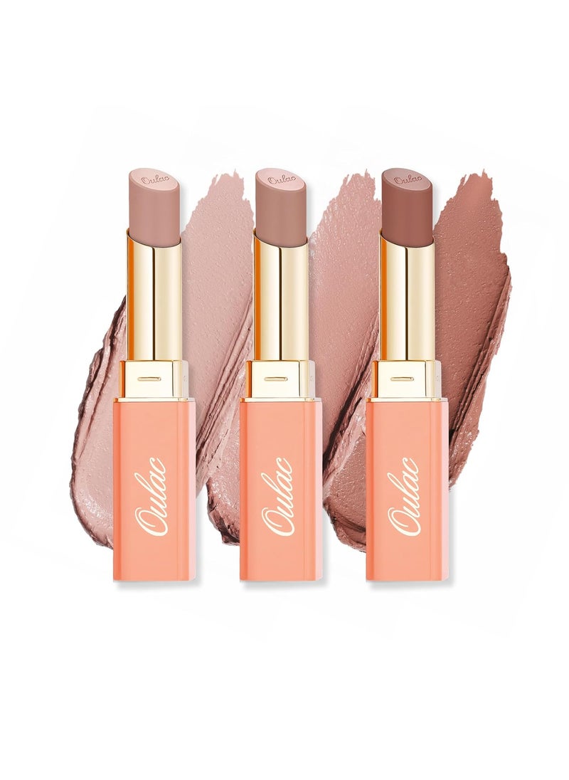 Oulac Oulac Nude Hydrating Lipstick Set For Women High Impact Lipcolor Tinted Lip Balm Nourishing Satin Finish Moisturizing Creamy Formula Vegan Clean Beauty Sensual Glow Rich Crme 010204SET 1 