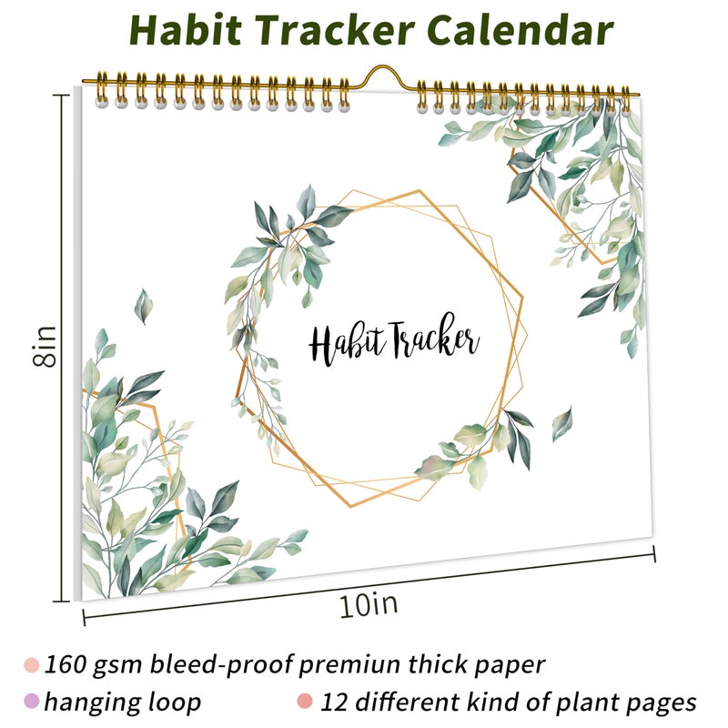 KAICN Habit Tracker Calendarï¼Œ12 Monthly Habit Tracker Journal with Spiral Binding,Undated Weekly Monthly Planner to Boost Productivity&Self Improvement, 8"x10"ï¼ˆGreen) - Image 2