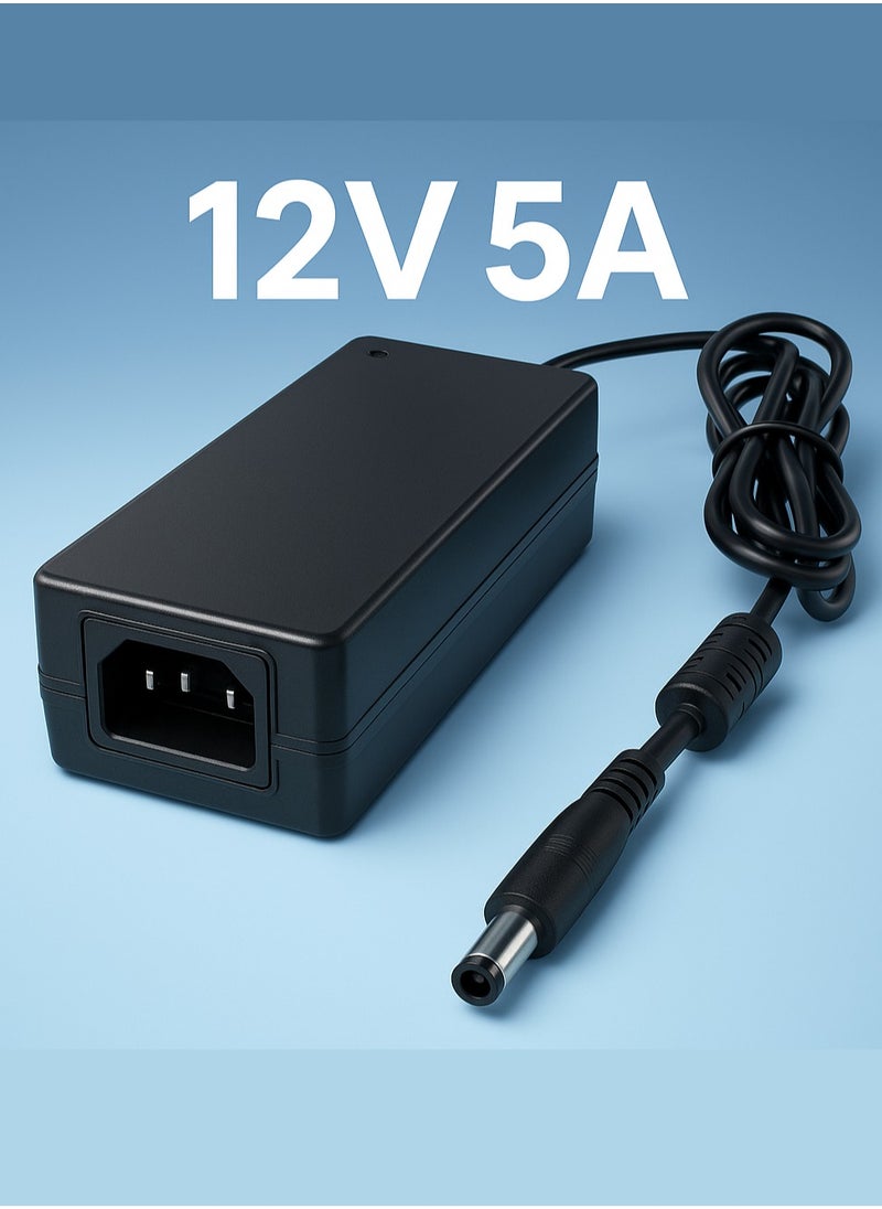 12V 5A Power Supply Adapter with 8-Way DC Splitter Cable – AC 100-240V Input – UK Plug – for CCTV Security Cameras & DVRs
