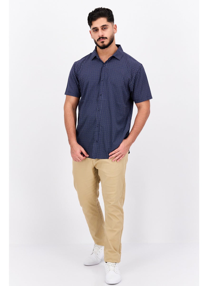 Essex Crossing - Men Regular Fit Allover Print Short Sleeves Casual Shirt, Blue - Image 1