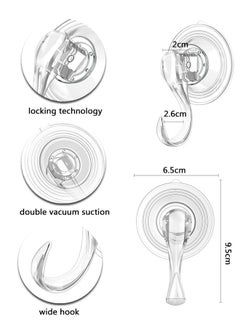 HAWAWA Clear Suction Cup Hooks 2 Pack Plastic Heavy Duty Waterproof Vacuum Sucker Hangers Removable Plastic Hook Cup Holds up to 3KGS for Kitchen Bathroom Door Window  - Image 2