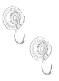 HAWAWA Clear Suction Cup Hooks 2 Pack Plastic Heavy Duty Waterproof Vacuum Sucker Hangers Removable Plastic Hook Cup Holds up to 3KGS for Kitchen Bathroom Door Window  - Image 1