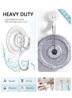HAWAWA Clear Suction Cup Hooks 2 Pack Plastic Heavy Duty Waterproof Vacuum Sucker Hangers Removable Plastic Hook Cup Holds up to 3KGS for Kitchen Bathroom Door Window  - Image 3