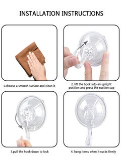 HAWAWA Clear Suction Cup Hooks 2 Pack Plastic Heavy Duty Waterproof Vacuum Sucker Hangers Removable Plastic Hook Cup Holds up to 3KGS for Kitchen Bathroom Door Window  - Image 4