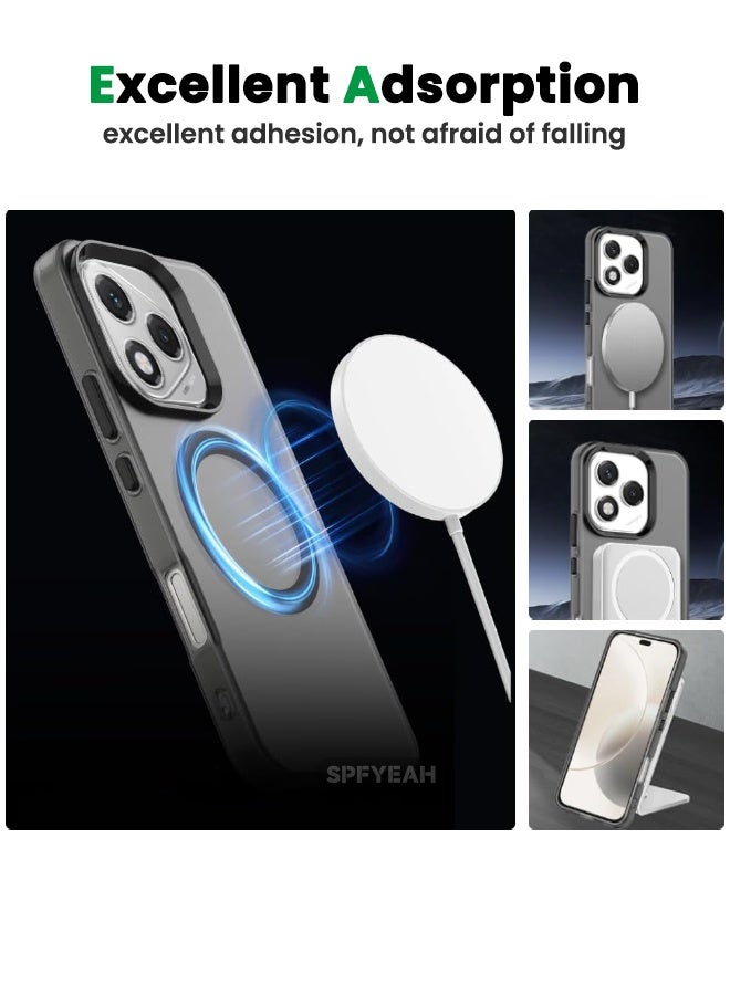 SPFYEAH [2-in-1] Honor 400 Lite Case with HD Tempered Glass Screen Protector, [Anti-Drop Shockproof][Anti-Slip][No Yellowing][Skin Friendly] Slim Hard Frosted Case for Honor 400 Lite 5G 6.7 inch, Black - Image 5