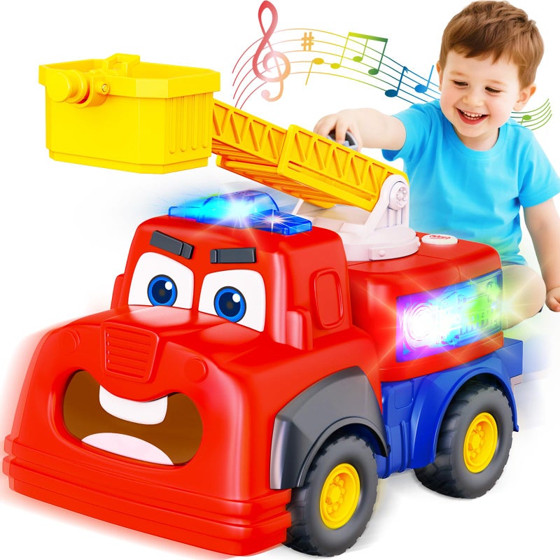 Hieoby Interactive Talking Fire Truck Toy for Toddlers 13 Musical Toy with Realistic Sirens Sounds Lights Recording Repeating Learning Toy Car Toddler Toys for 2 Year Old Boy Girl Birthday Gifts - Image 2